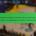 Pase mensual de NBA Live Mobile: Bonos diarios por inicio de sesión, recompensas por niveles, artículos únicos