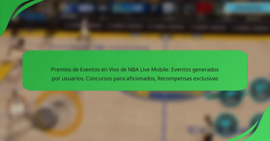 Premios de Eventos en Vivo de NBA Live Mobile: Eventos generados por usuarios, Concursos para aficionados, Recompensas exclusivas
